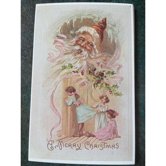 Vintage Victorian Christmas & New Year Postcards Set Girls Boys Santa Angels - Picture 11 of 11